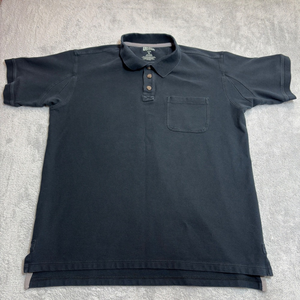 Duluth Trading Co Polo Shirt Mens XL Black Trim Fit Short Sleeve 100% Cotton